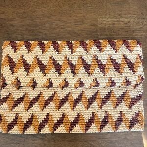 G. Viteri Handcrafted Woven Clutch - Brown and Cream